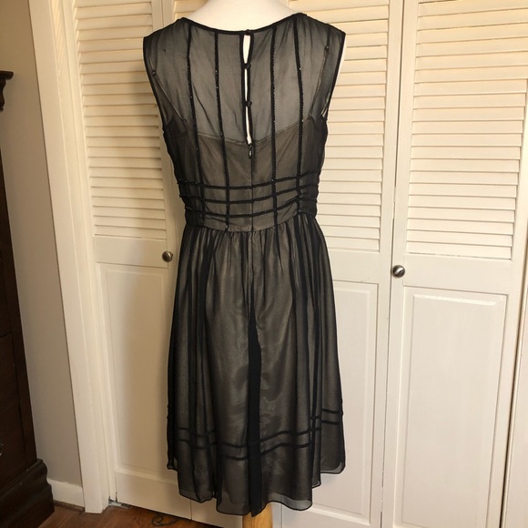 Calvin Klein Cocktail Dress Black Silk w/ Sequin Accents size 8 - Picture 2 of 8